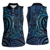 New Zealand Hammerhead Shark Women Sleeveless Polo Shirt Maori Haehae Mangopare Galaxy LT14 - Polynesian Pride