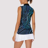 New Zealand Hammerhead Shark Women Sleeveless Polo Shirt Maori Haehae Mangopare Galaxy LT14 - Polynesian Pride