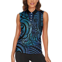New Zealand Hammerhead Shark Women Sleeveless Polo Shirt Maori Haehae Mangopare Galaxy LT14 - Polynesian Pride