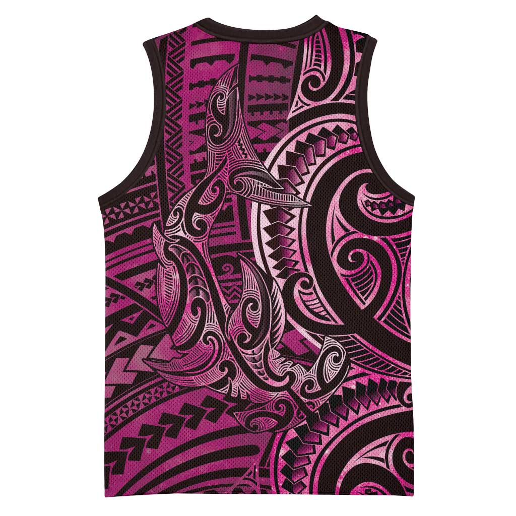 New Zealand Hammerhead Shark Basketball Jersey Maori Haehae Mangopare Pink LT14 - Polynesian Pride