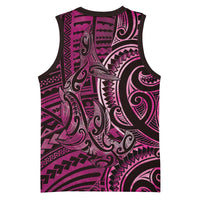 New Zealand Hammerhead Shark Basketball Jersey Maori Haehae Mangopare Pink LT14 - Polynesian Pride
