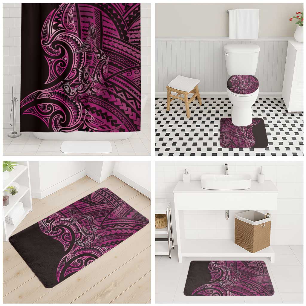New Zealand Hammerhead Shark Bathroom Set Maori Haehae Mangopare Pink - Polynesian Pride