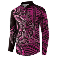 New Zealand Hammerhead Shark Button Sweatshirt Maori Haehae Mangopare Pink - Polynesian Pride