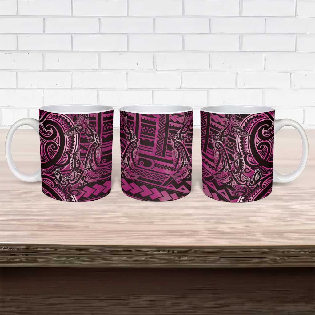 New Zealand Hammerhead Shark Ceramic Mug Maori Haehae Mangopare Pink - Polynesian Pride