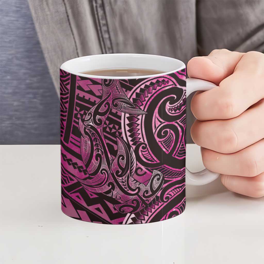 New Zealand Hammerhead Shark Ceramic Mug Maori Haehae Mangopare Pink - Polynesian Pride