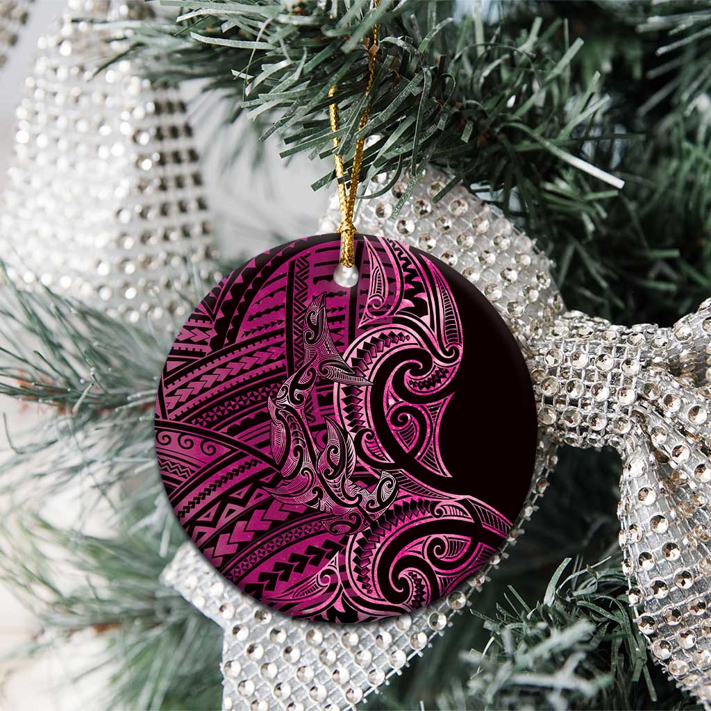 New Zealand Hammerhead Shark Ceramic Ornament Maori Haehae Mangopare Pink - Polynesian Pride