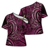 New Zealand Hammerhead Shark Cross Shoulder Shirt Maori Haehae Mangopare Pink LT14 - Polynesian Pride
