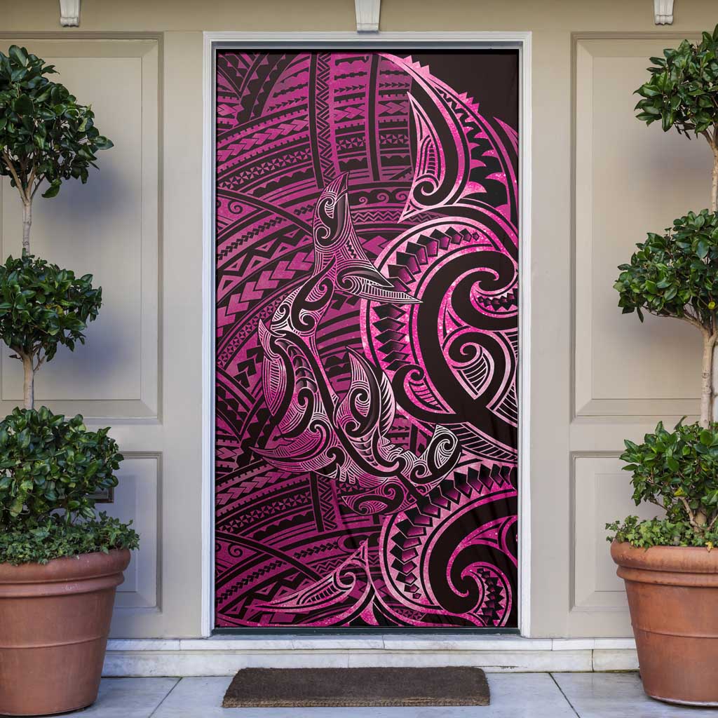 New Zealand Hammerhead Shark Door Cover Maori Haehae Mangopare Pink LT14 Pink - Polynesian Pride
