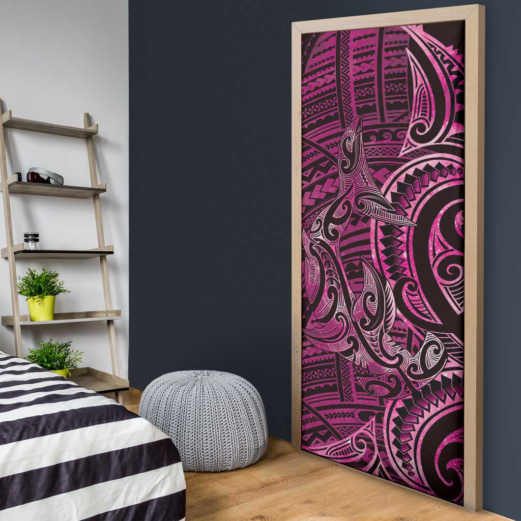 New Zealand Hammerhead Shark Door Cover Maori Haehae Mangopare Pink LT14 - Polynesian Pride