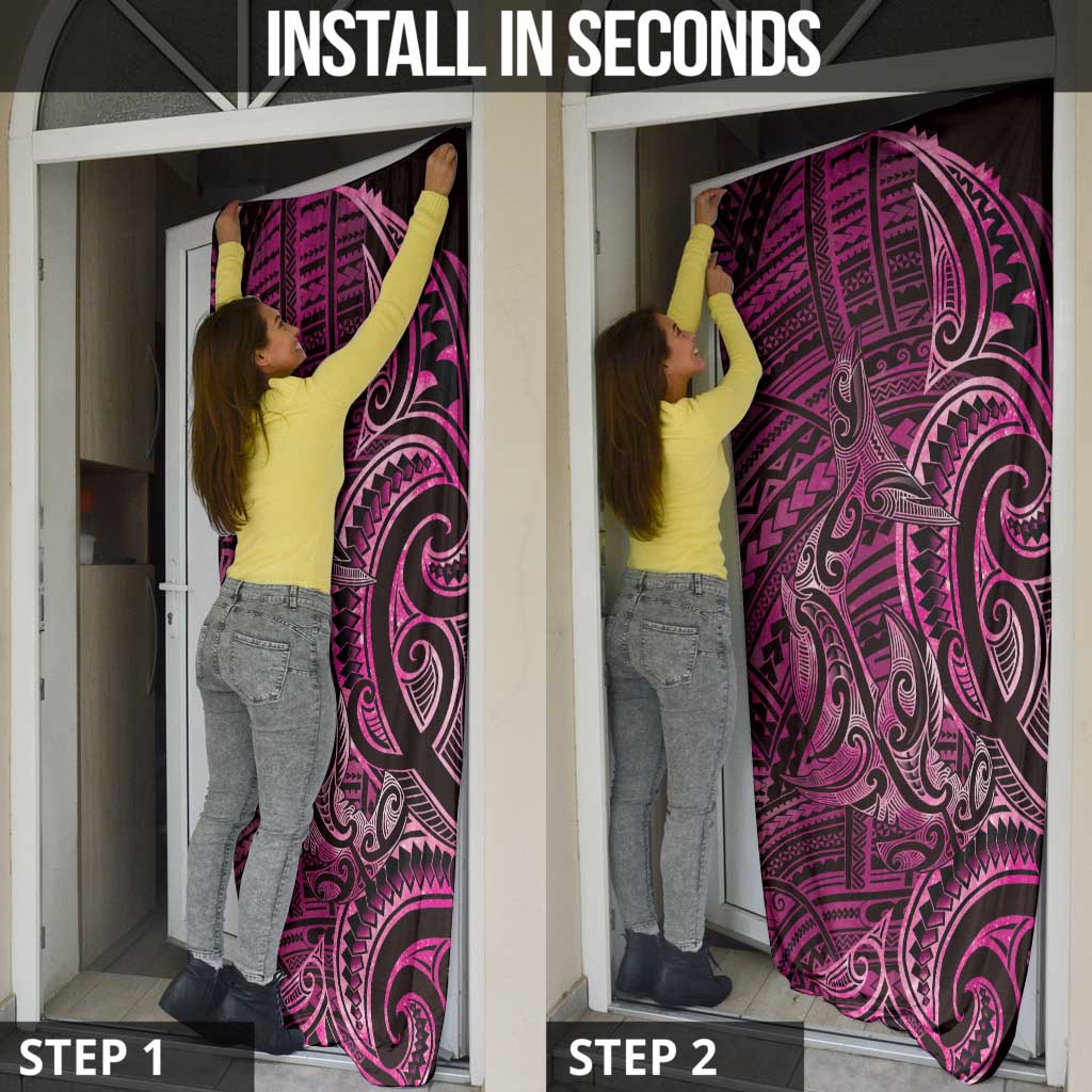 New Zealand Hammerhead Shark Door Cover Maori Haehae Mangopare Pink LT14 - Polynesian Pride