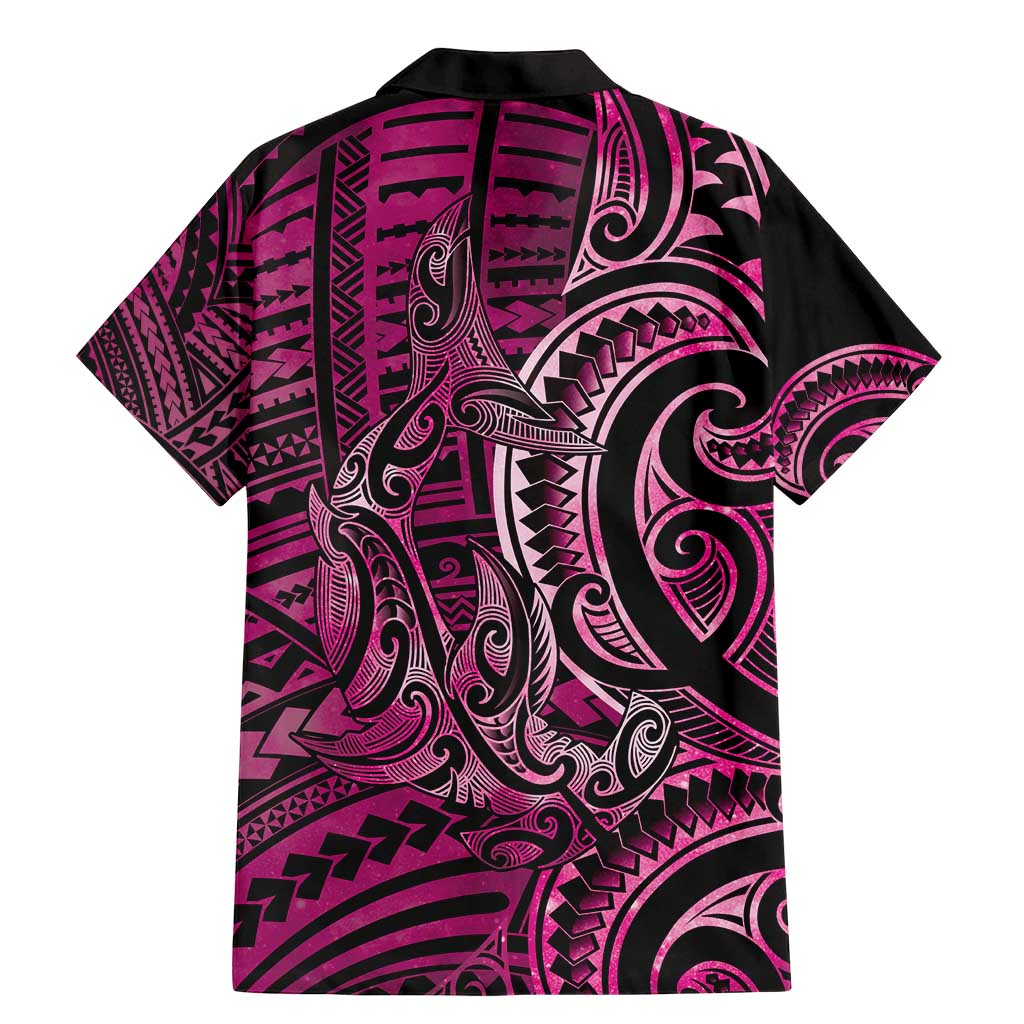 New Zealand Hammerhead Shark Family Matching Mermaid Dress and Hawaiian Shirt Maori Haehae Mangopare Pink LT14 - Polynesian Pride