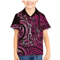 New Zealand Hammerhead Shark Family Matching Mermaid Dress and Hawaiian Shirt Maori Haehae Mangopare Pink LT14 Son's Shirt Pink - Polynesian Pride