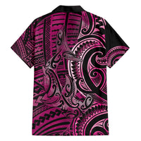 New Zealand Hammerhead Shark Family Matching Short Sleeve Bodycon Dress and Hawaiian Shirt Maori Haehae Mangopare Pink LT14 - Polynesian Pride