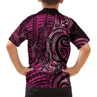 New Zealand Hammerhead Shark Family Matching Summer Maxi Dress and Hawaiian Shirt Maori Haehae Mangopare Pink LT14 - Polynesian Pride