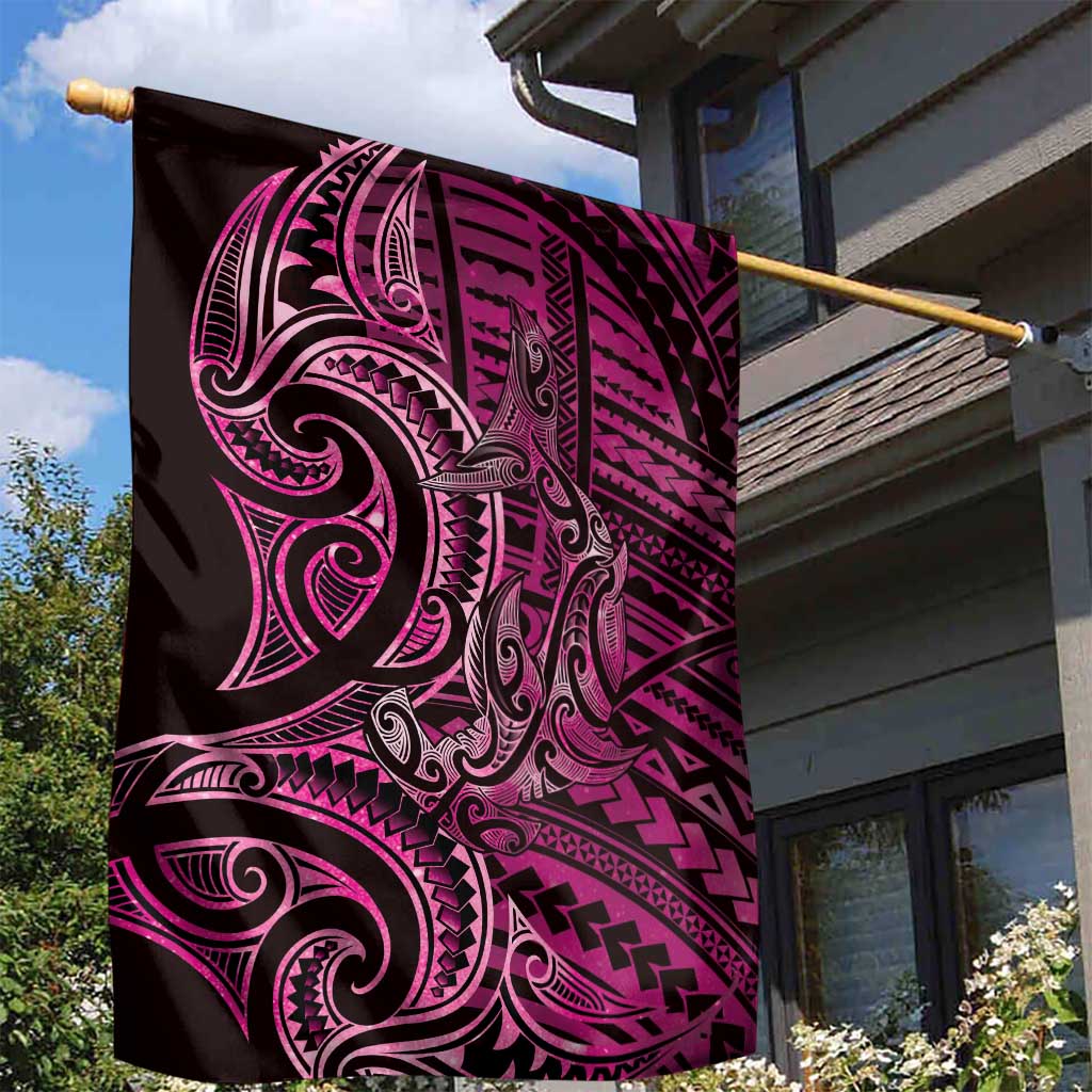 New Zealand Hammerhead Shark Garden Flag Maori Haehae Mangopare Pink LT14 - Polynesian Pride