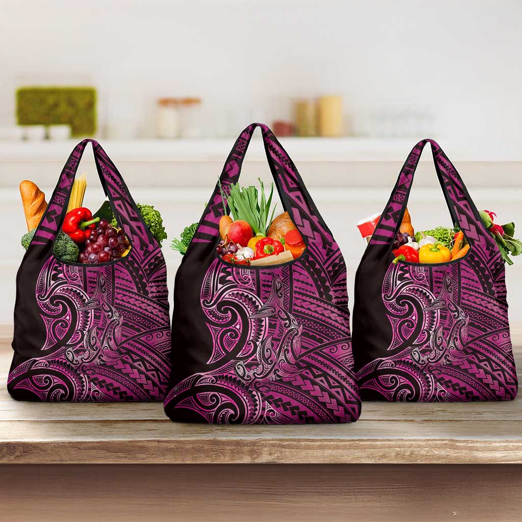 New Zealand Hammerhead Shark Grocery Bag Maori Haehae Mangopare Pink - Polynesian Pride