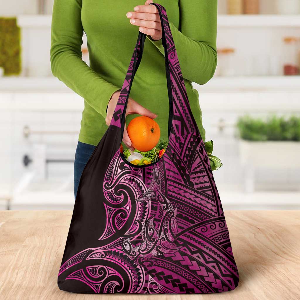 New Zealand Hammerhead Shark Grocery Bag Maori Haehae Mangopare Pink - Polynesian Pride