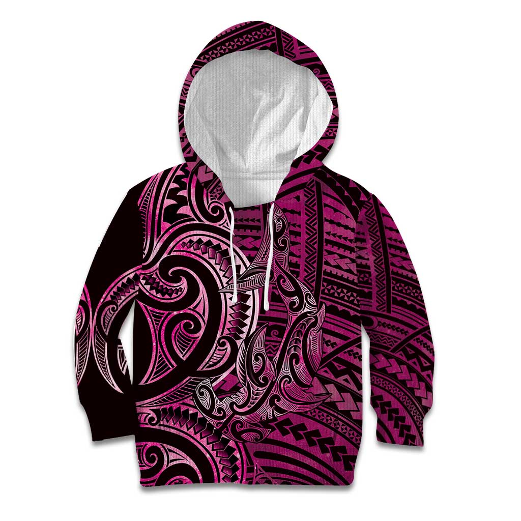 New Zealand Hammerhead Shark Kid Hoodie Maori Haehae Mangopare Pink LT14 Hoodie Pink - Polynesian Pride