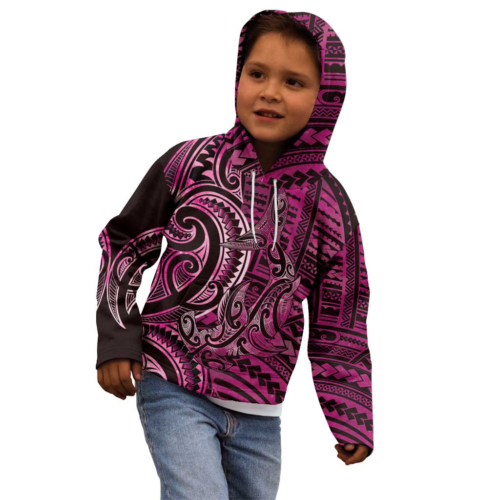 New Zealand Hammerhead Shark Kid Hoodie Maori Haehae Mangopare Pink LT14 - Polynesian Pride