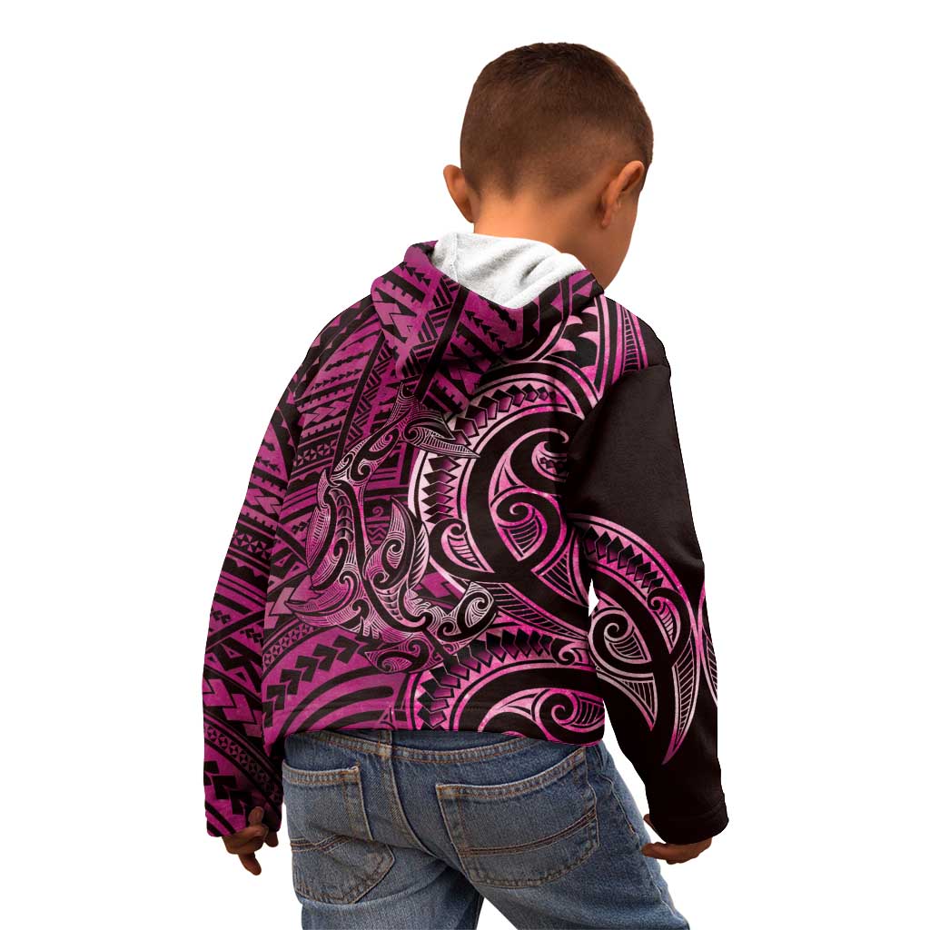 New Zealand Hammerhead Shark Kid Hoodie Maori Haehae Mangopare Pink LT14 - Polynesian Pride