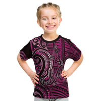 New Zealand Hammerhead Shark Kid T Shirt Maori Haehae Mangopare Pink LT14 Pink - Polynesian Pride