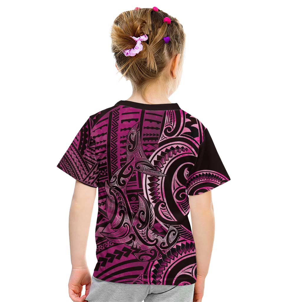 New Zealand Hammerhead Shark Kid T Shirt Maori Haehae Mangopare Pink LT14 - Polynesian Pride