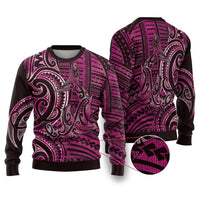 New Zealand Hammerhead Shark Ugly Christmas Sweater Maori Haehae Mangopare Pink LT14 Pink - Polynesian Pride