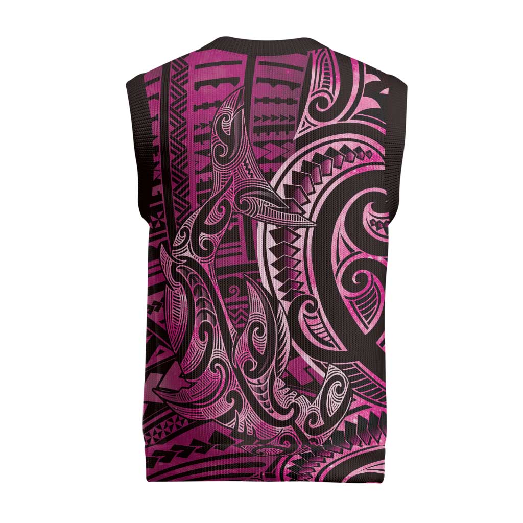New Zealand Hammerhead Shark Christmas Knitted V-Neck Vest Maori Haehae Mangopare Pink LT14 - Polynesian Pride