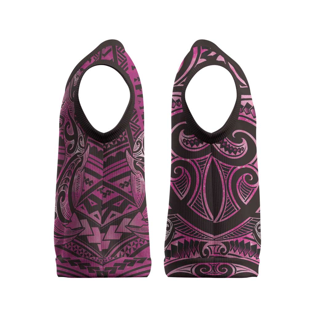 New Zealand Hammerhead Shark Christmas Knitted V-Neck Vest Maori Haehae Mangopare Pink LT14 - Polynesian Pride