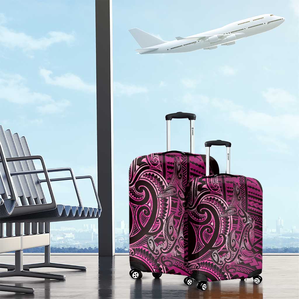 New Zealand Hammerhead Shark Luggage Cover Maori Haehae Mangopare Pink - Polynesian Pride