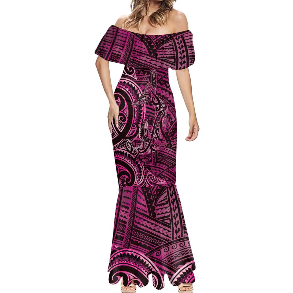 New Zealand Hammerhead Shark Mermaid Dress Maori Haehae Mangopare Pink LT14 - Polynesian Pride