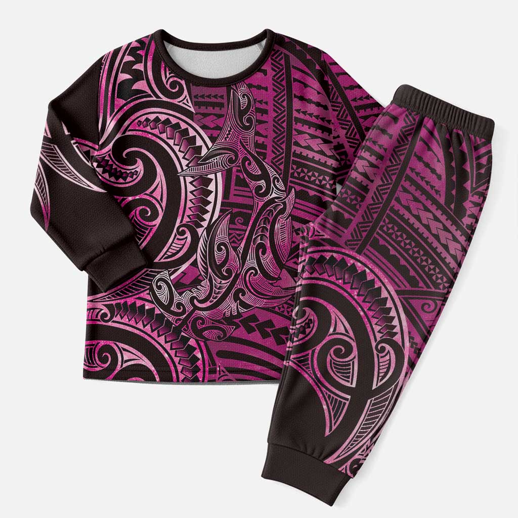 New Zealand Hammerhead Shark Christmas Pajama Set Maori Haehae Mangopare Pink LT14 Men Pink - Polynesian Pride