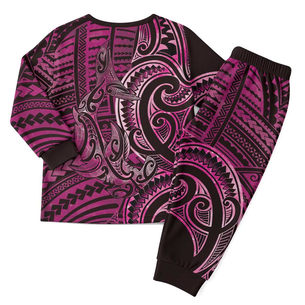 New Zealand Hammerhead Shark Christmas Pajama Set Maori Haehae Mangopare Pink LT14 - Polynesian Pride