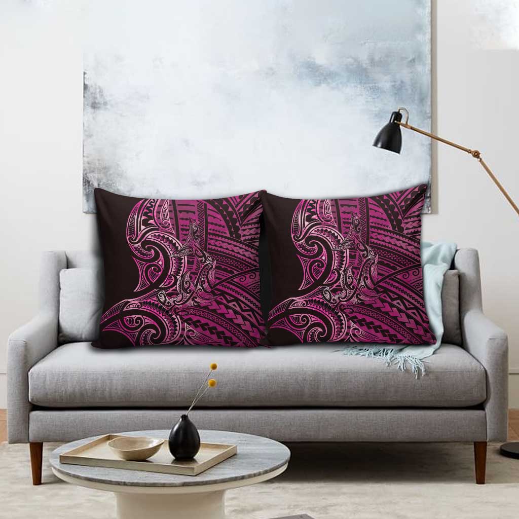 New Zealand Hammerhead Shark Pillow Cover Maori Haehae Mangopare Pink - Polynesian Pride