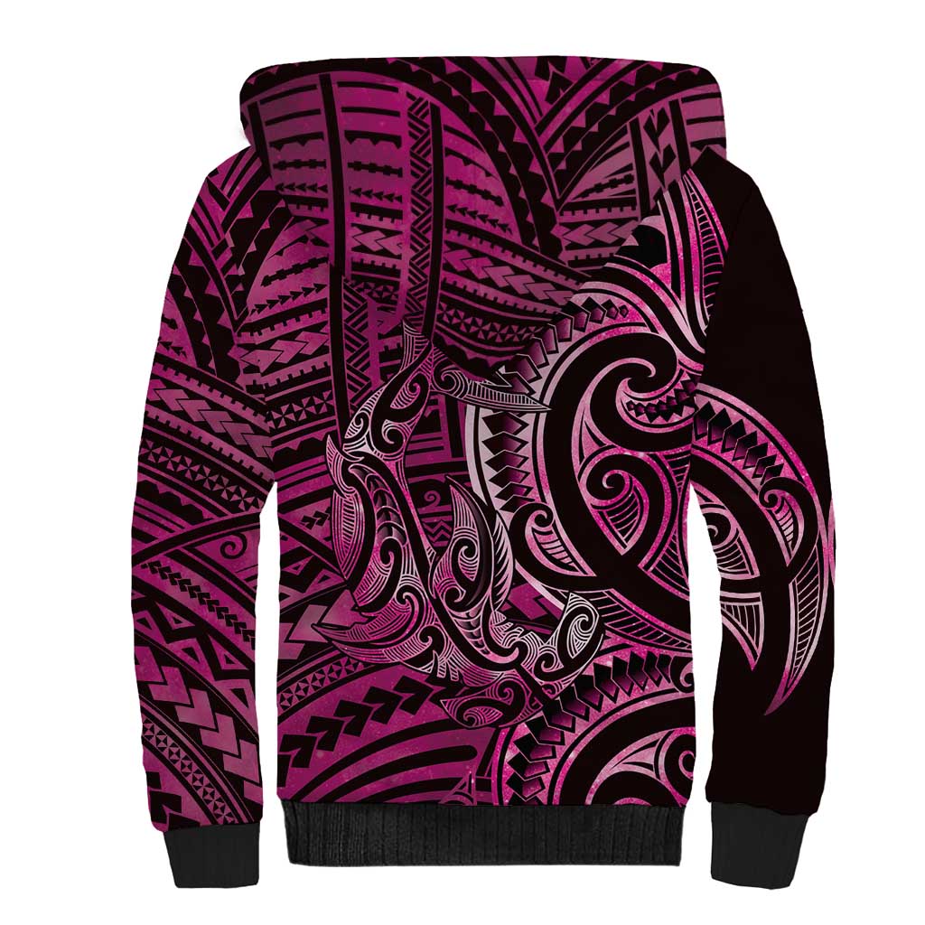 New Zealand Hammerhead Shark Sherpa Hoodie Maori Haehae Mangopare Pink LT14 - Polynesian Pride