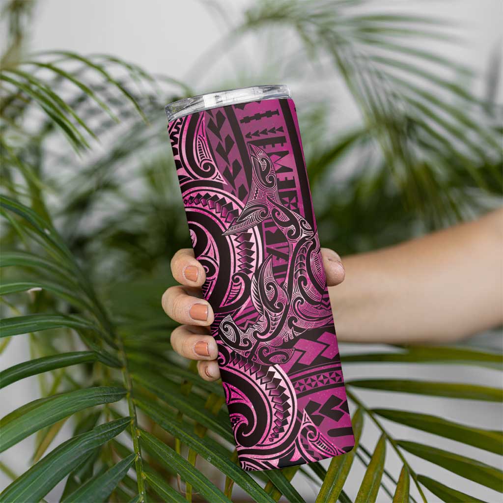 New Zealand Hammerhead Shark Skinny Tumbler Maori Haehae Mangopare Pink LT14 - Polynesian Pride
