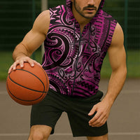 New Zealand Hammerhead Shark Sleeveless Zip Hoodie Maori Haehae Mangopare Pink LT14 - Polynesian Pride