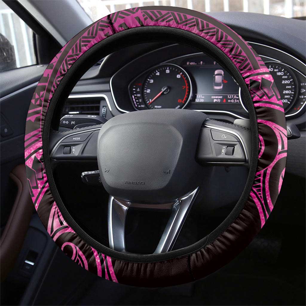 New Zealand Hammerhead Shark Steering Wheel Cover Maori Haehae Mangopare Pink LT14 - Polynesian Pride