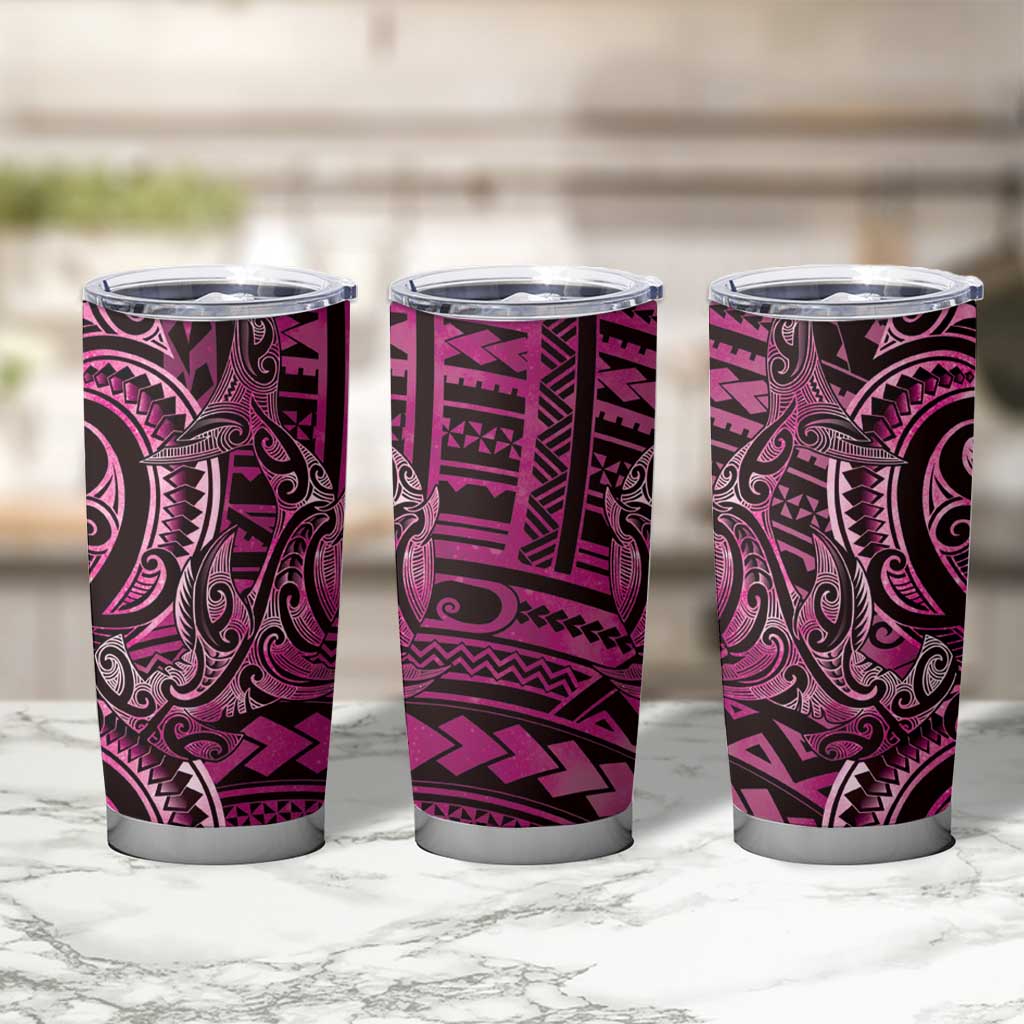 New Zealand Hammerhead Shark Tumbler Cup Maori Haehae Mangopare Pink LT14 - Polynesian Pride