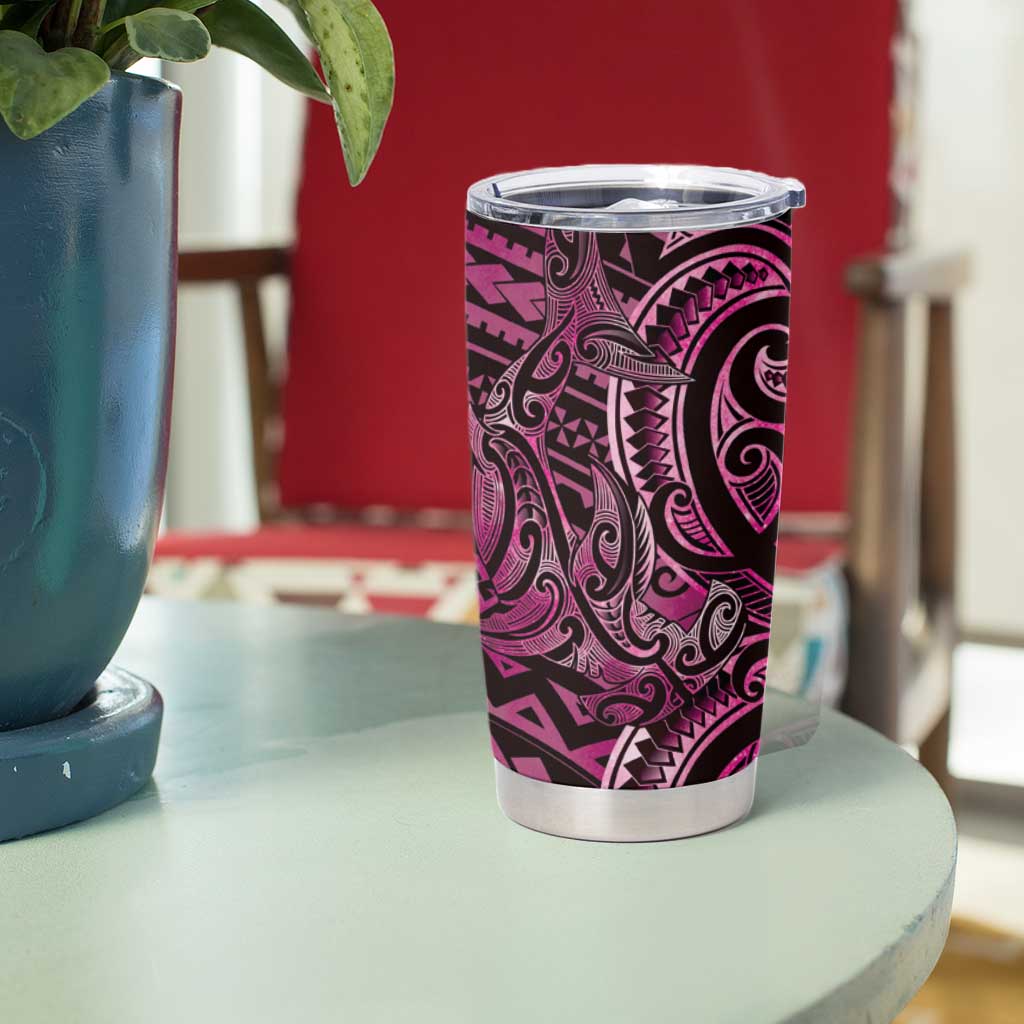 New Zealand Hammerhead Shark Tumbler Cup Maori Haehae Mangopare Pink LT14 - Polynesian Pride