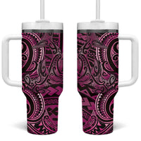 New Zealand Hammerhead Shark Tumbler With Handle Maori Haehae Mangopare Pink LT14 One Size: 40 oz Pink - Polynesian Pride