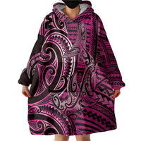 New Zealand Hammerhead Shark Wearable Blanket Hoodie Maori Haehae Mangopare Pink LT14 - Polynesian Pride