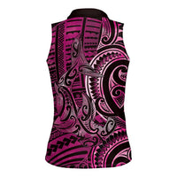 New Zealand Hammerhead Shark Women Sleeveless Polo Shirt Maori Haehae Mangopare Pink LT14 - Polynesian Pride