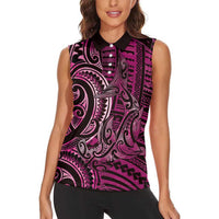New Zealand Hammerhead Shark Women Sleeveless Polo Shirt Maori Haehae Mangopare Pink LT14 - Polynesian Pride