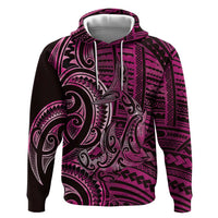 New Zealand Hammerhead Shark Zip Hoodie Maori Haehae Mangopare Pink LT14 Pullover Hoodie Pink - Polynesian Pride
