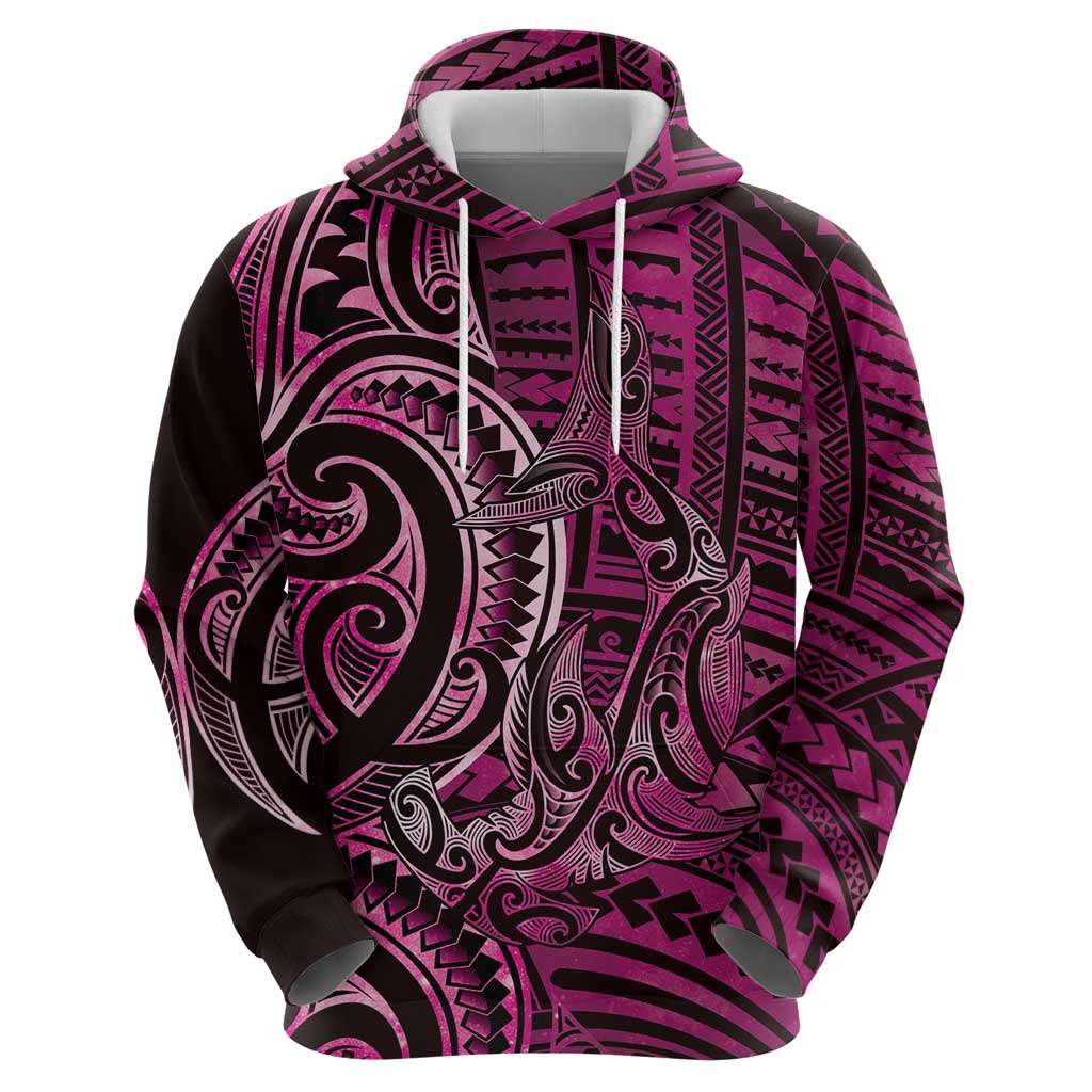 New Zealand Hammerhead Shark Zip Hoodie Maori Haehae Mangopare Pink LT14 - Polynesian Pride