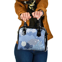 Blue Palaka Japanese Patterns Shoulder Handbag Asanoha Seigaiha Sakura Motif - Polynesian Pride