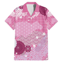 Pink Palaka Japanese Patterns Family Matching Mermaid Dress and Hawaiian Shirt Asanoha Seigaiha Sakura Motif LT14 Dad's Shirt - Short Sleeve Pink - Polynesian Pride