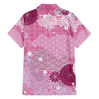 Pink Palaka Japanese Patterns Family Matching Short Sleeve Bodycon Dress and Hawaiian Shirt Asanoha Seigaiha Sakura Motif LT14 - Polynesian Pride