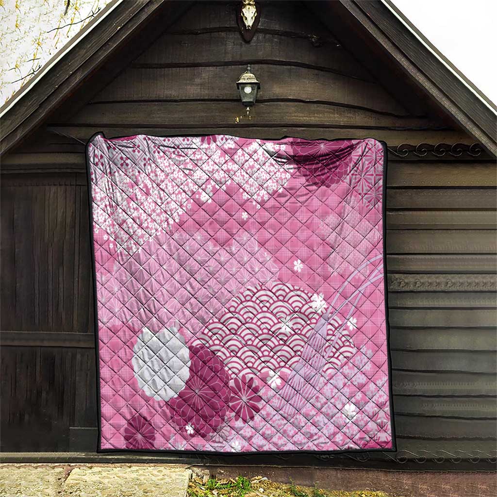 Pink Palaka Japanese Patterns Quilt Asanoha Seigaiha Sakura Motif - Polynesian Pride